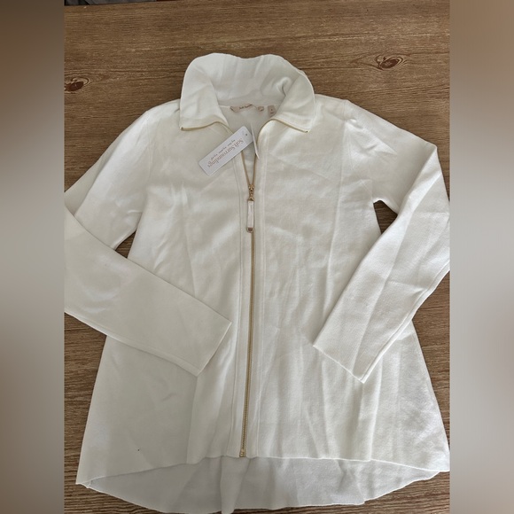 Soft Surroundings NWT Women’s Usonia Zip Sweater Ivory Sz small Cardigan - Picture 2 of 7